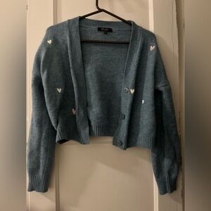 Blue/green with hearts sweater